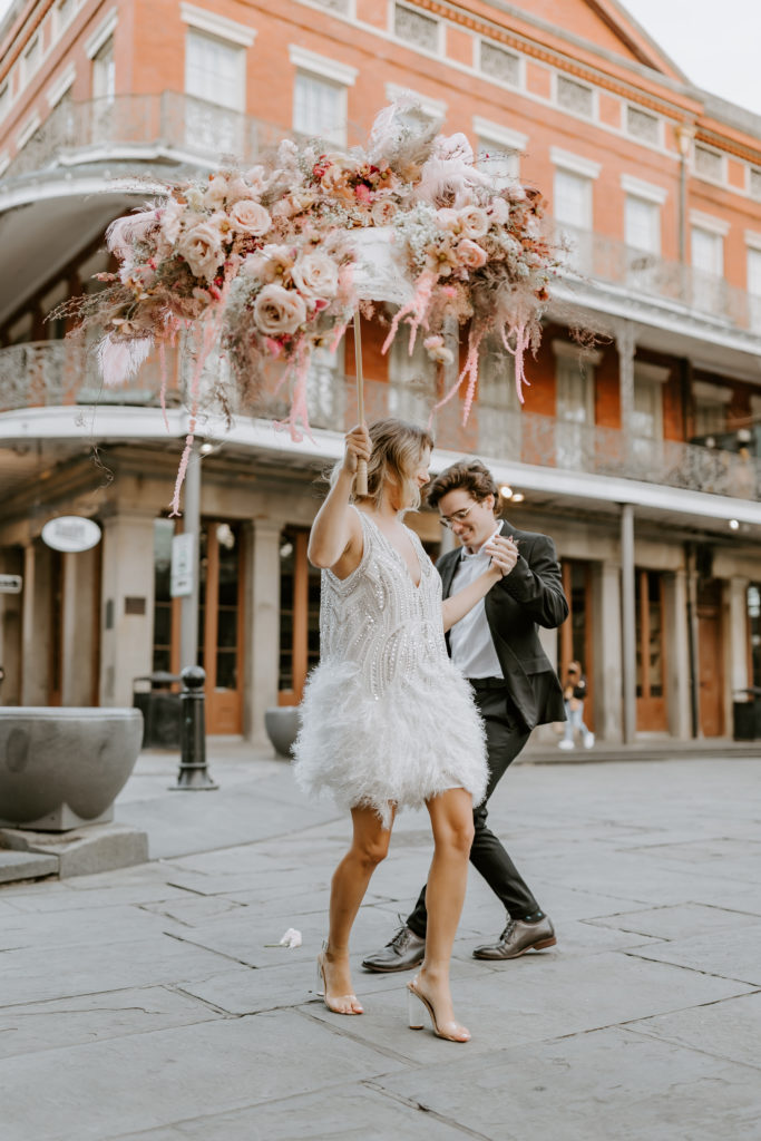cute couple dancing on the street of NOLA