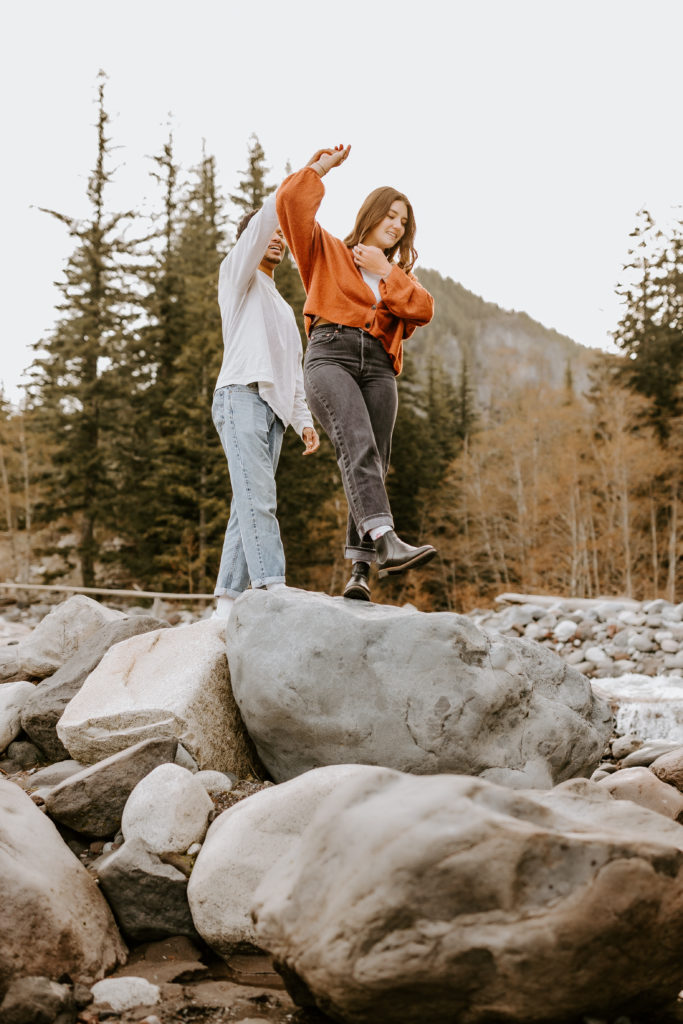 couple having the fun at the Mt. Rainier park