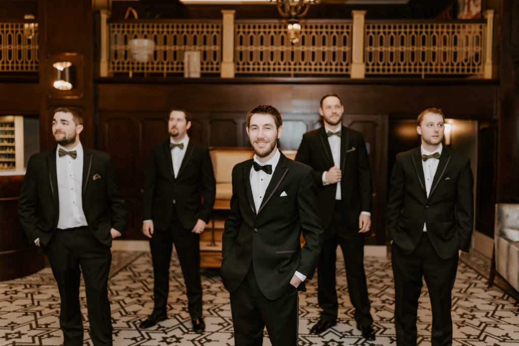 Bridal party groomsmen at The Hotel Northland, Green Bay