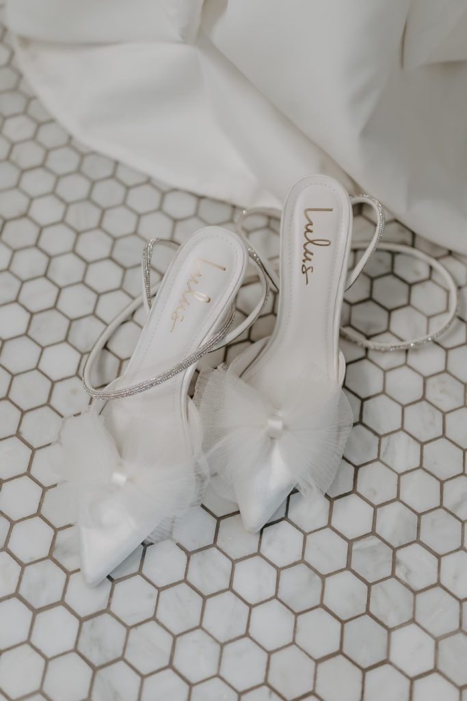 lulus wedding shoes on the tile floor 