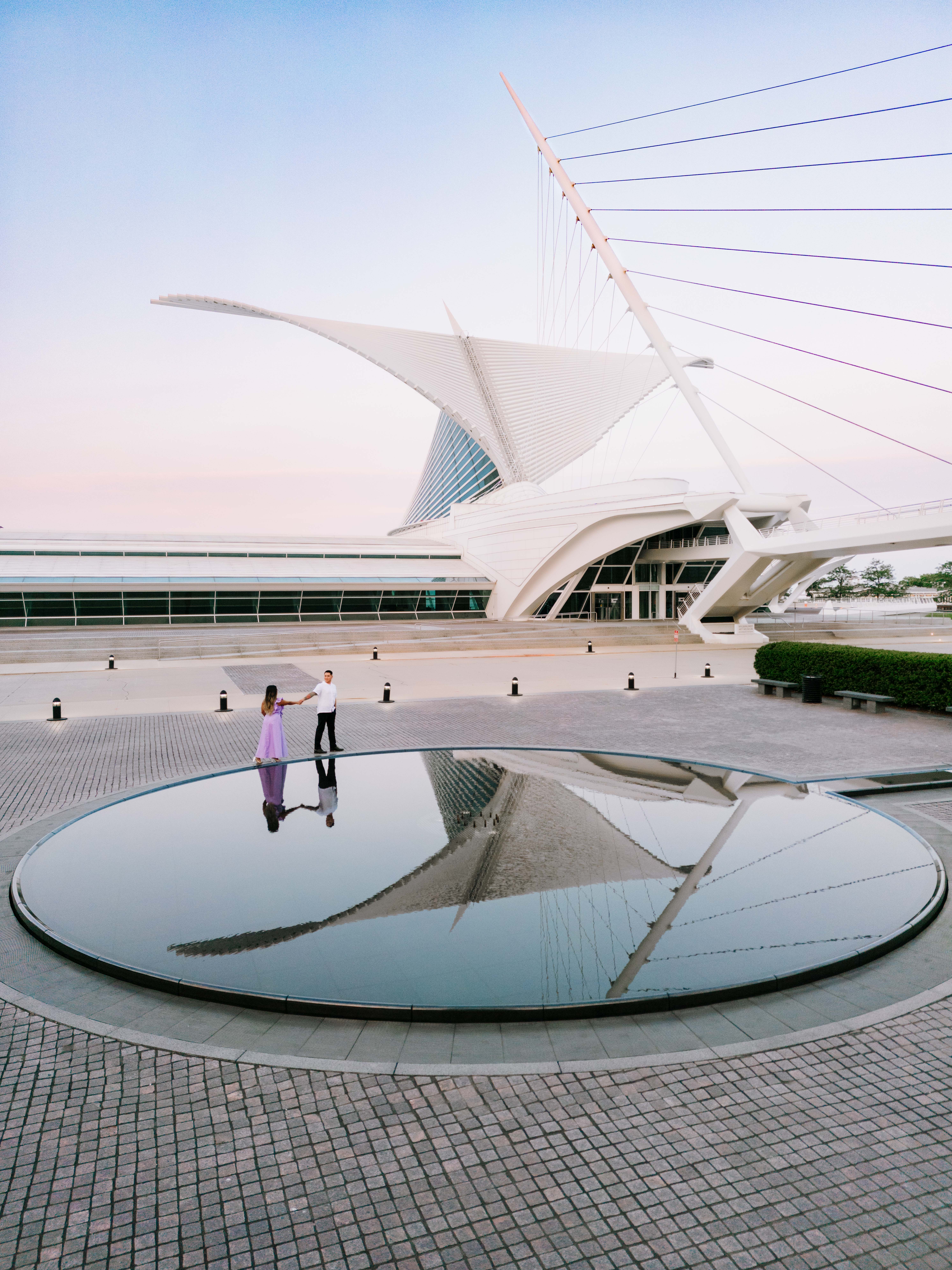 Drone Photos for an Engagement Session at the Milwaukee Art Museum